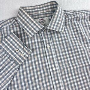 Ben Sherman Gray Checkered Casual Shirt Large 41/42 King Slim Fit Preppy office